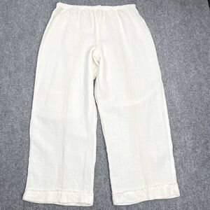 Soft Surroundings Linen Pants Womens 1X Pull On Wide Leg High Rise Off White